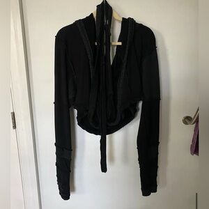 Stone and Sparrow  fleece wrap jacket black  hemp Sew Much Love scraps size M/L